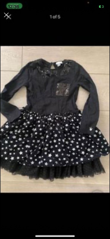 Girls Boutique Petit Lem Star Dress Size 4 Black With Silver Stars Cd 0013