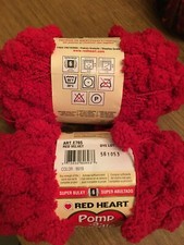 Red Heart Pomp -a- Doodle - Color: Red Velvet - 2 Skeins New
