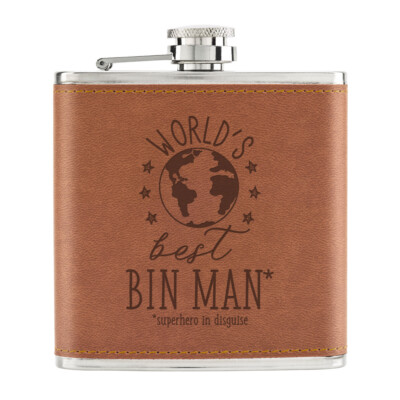 Beware Crazy Farfalla Man 170ml pelle Sintetica Hip Flask Marroncino Animali
