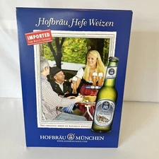 Hofbrau HB Hofbrauhaus Hefe Weizen Germany Beer Cardboard Table Tent Sign Banner