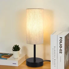 Small Table Lamp, Bedside Table Lamp for Bedroom, Lamp for Nightstand with Linen