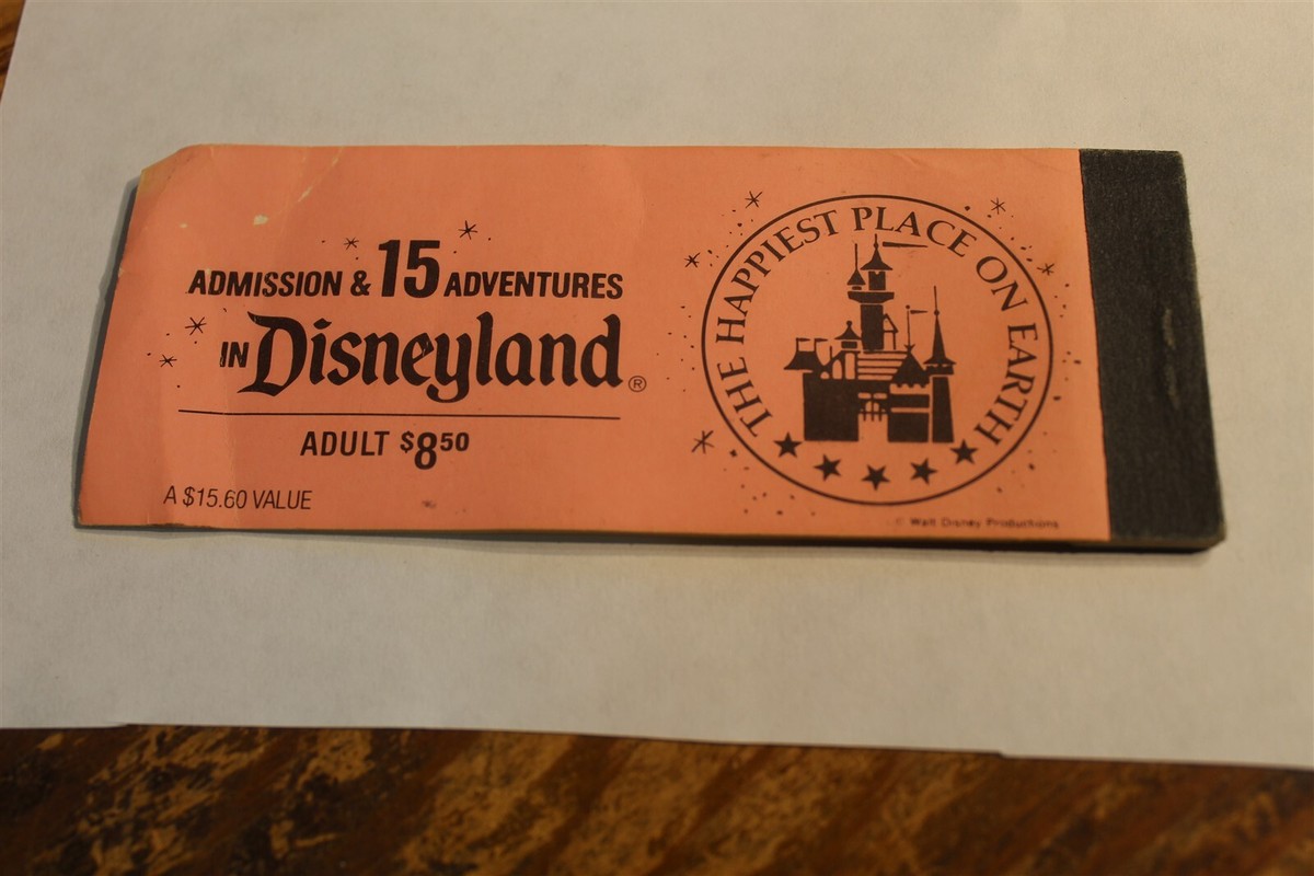 DISNEYLAND TICKET BOOK D X 3 B X1 A X1 6 TICKETS - ADULT 8.50 BOOK