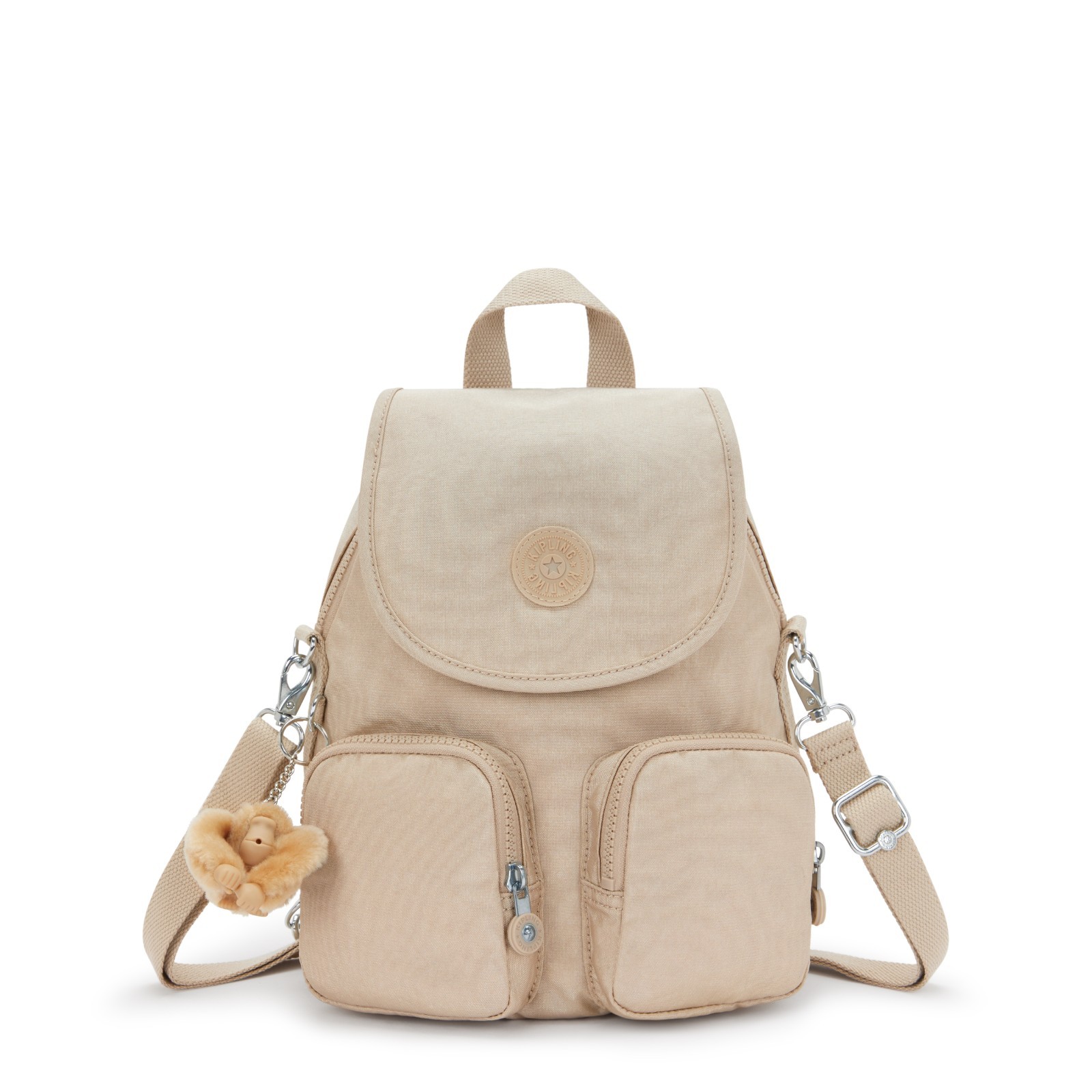 Kipling FIREFLY UP Small Backpack - Sparkled Beige RRP £102