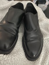 Prada Men's Leather Monk Strap Slip-On Dress Shoes Logo 9D Hunter Green/Black