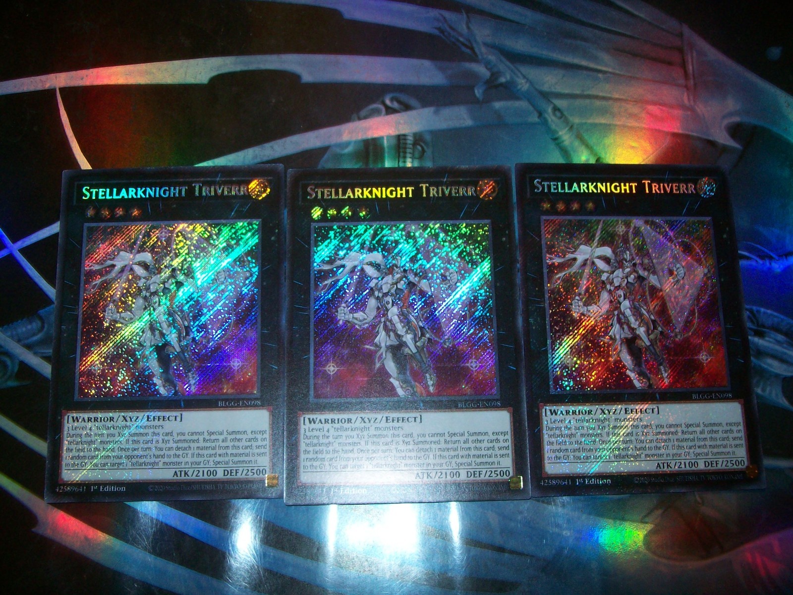 3x Stellarknight Triverr 1st Edition Secret Rare BLGG-EN098 Yu-Gi-Oh!