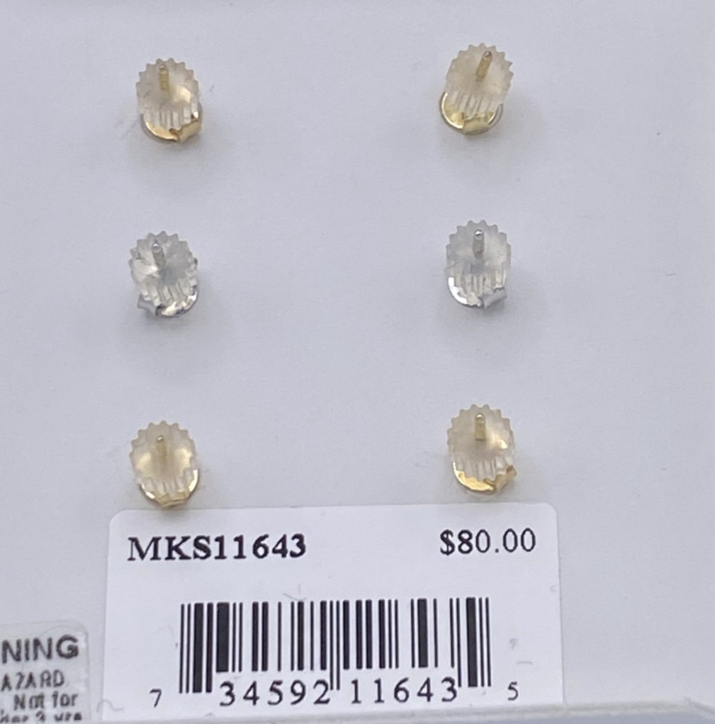 Holiday Children's 18k Gold over Sterling Silver 3-Pc. Set Stud Earrings NIB $80