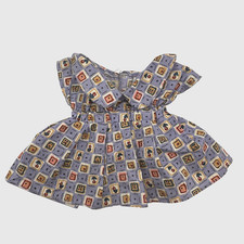 Build A Bear Rare Vintage Dress Blue Flower Patchwork Teddy Girl Cotton Clothes