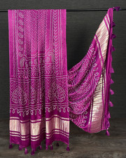 Pure Gaji Silk Tassel Dupatta Digital Print 2.5M Party Festive Women Stole