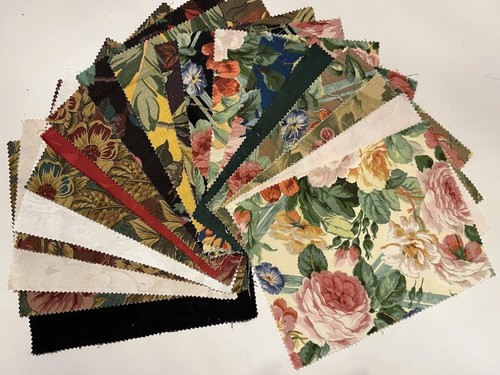19- Flower Patterned Heavy Weight Cotton Linen Quilting Squares 11” x 8”