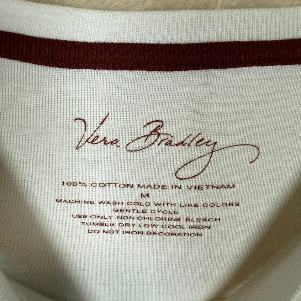 Camiseta Vera Bradley Kensington Manga Larga Estampado Blanco Top Mediano Nueva con Etiquetas Foto 3 de 4