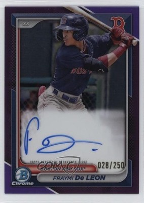 2024 Bowman Chrome Prospect Purple Refractor 28/250 Fraymi De Leon Auto 1kn1