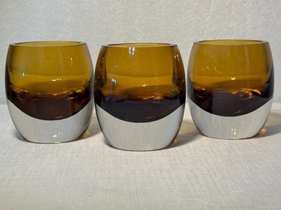 Mikasa Solaris Amber Glass Votive Candle Holders Set of 3