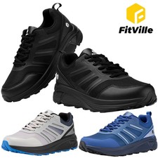 FitVille Men's Trail Running Shoes Breathable Non-Slip Wide Toe Sneakers Outdoor