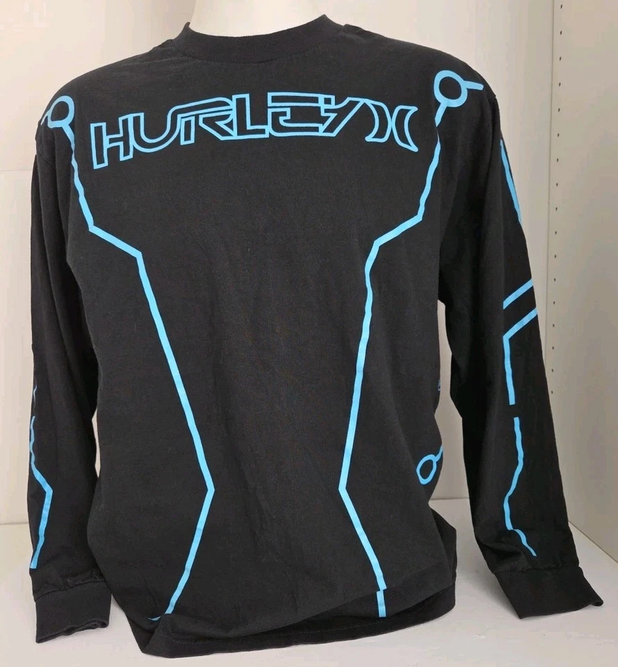 Hurley Disney Tron Legacy Shirt Glows Black Long Sleeve Collaboration Large - Image 3 of 4