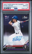 2023 TOPPS NOW TEXAS RANGERS WORLD SER CHAMPIONS #3A EVAN CARTER 19/25 PSA 10