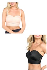 Rhonda Shear Women's 2-pk Molded Convertible Strapless Bra Blk/Pink