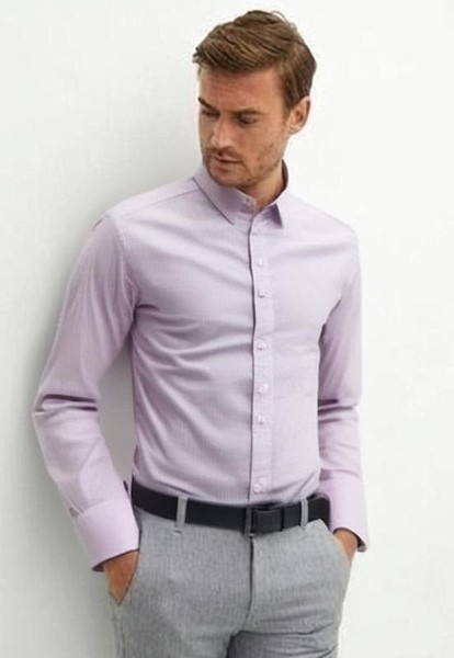 Men Olymp Shirt Pink Cotton 38 / M / 46 #BWVR