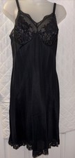 VTG 60'S GOSSARD ARTEMIS ANTRON Nylon BLACK FULL SLIP Bombshell 38 Witchy Glam
