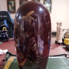 10" Vintage Japanese Brown Vase With Flowers And Gold Trim — photo 2