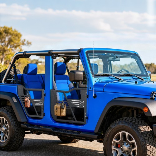 Front Rear Tubular Half Door Guards for 2007-2018 Jeep Wrangler JK JKU 4 Door