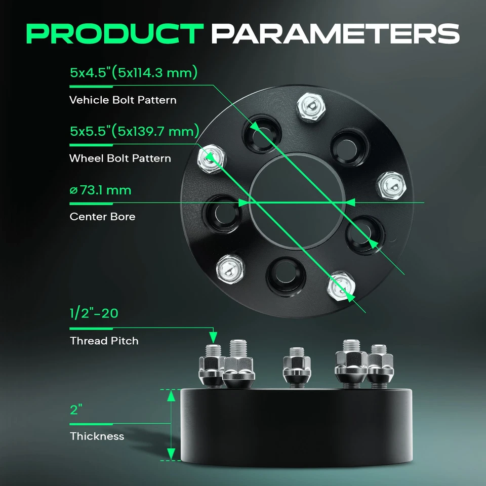 4x 5x114.3 mm/5x139.7 mm Wheel Adapters 1/2"-20 73.1mm 50.8 mm for Ford Explorer - Image 4 of 4