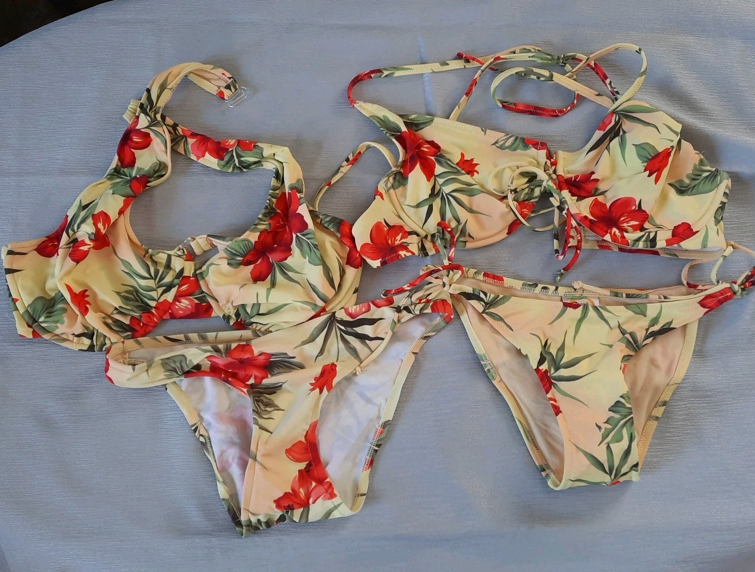 NWOT Fresh Peaches 90 PC Lot Bikinis Covers Separates Yellow Floral S M L XL D