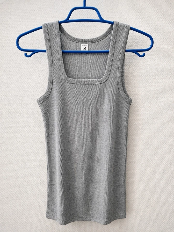 Débardeur homme en 100% coton, coloris gris avec texture côtelée. - Photo 1/2