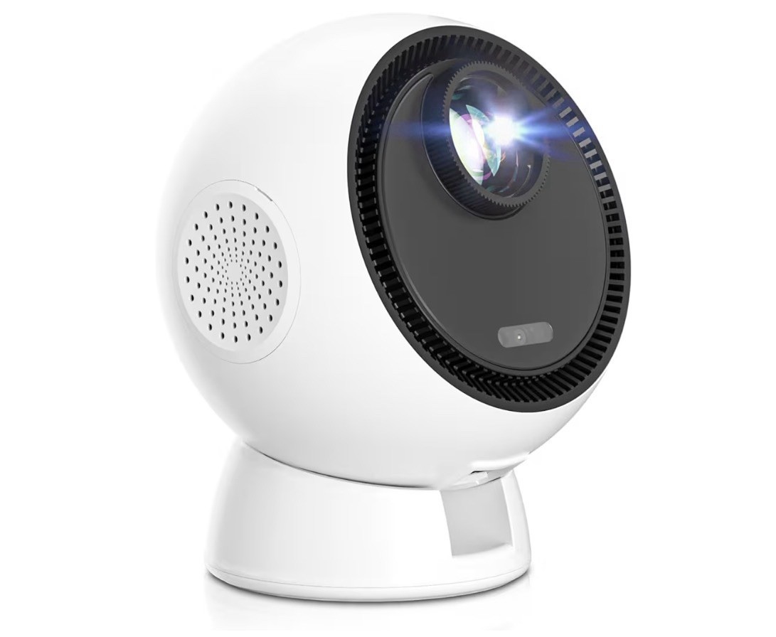 Smart Mini Projector with Android 14 OS, 1080P/4K/8K Video Decoding, WiFi White-image