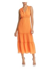LE GALI Womens Sheath Tea-Length Dress Sleeveless V Neck