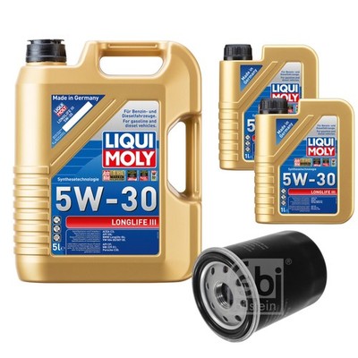 FEBI BILSTEIN Ölfilter 7L Liqui Moly 5W30 Longlife3 für Nissan Note E11 NE11