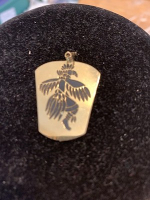 Vintage Native American Diamond Cut Pendant Gold Tone