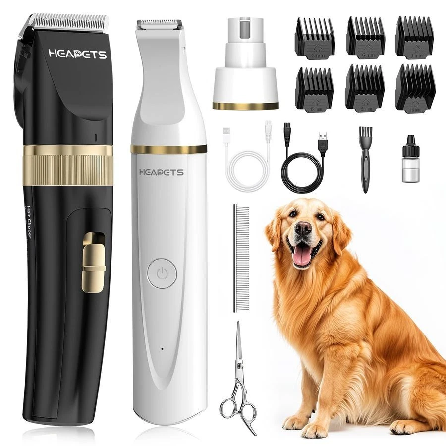 Dog Hair Clippers for Grooming Kit and Dog Paw Trimmer Nail Grinder for Grooming