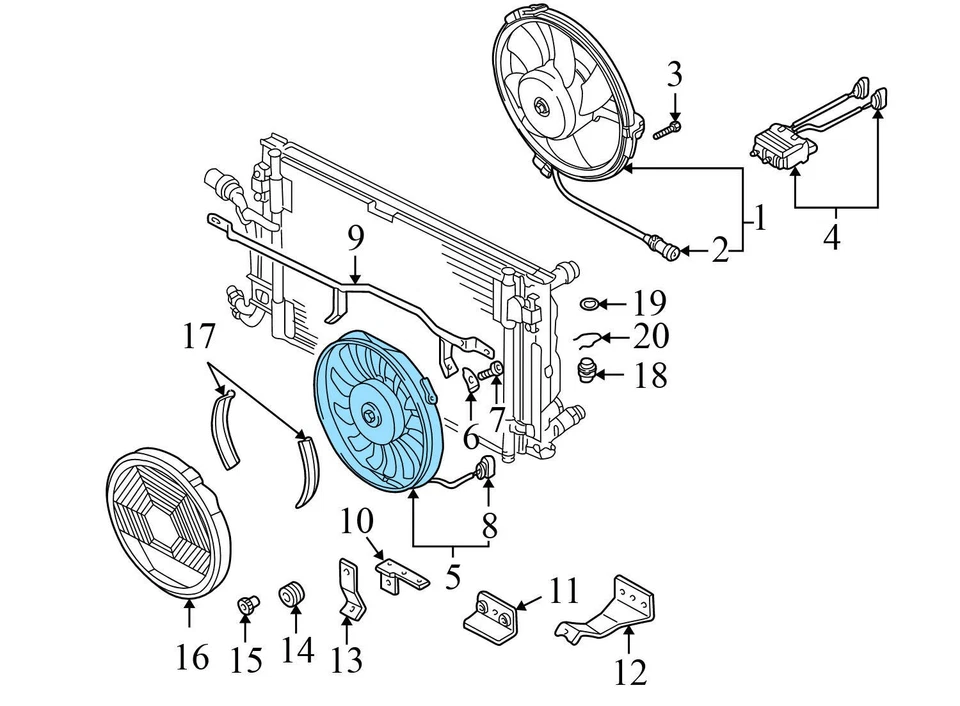 AUDI A4 QUATTRO 1999-2001 - Ventilador de refrigeración eléctrico delantero 4B3959457 Foto 4 de 4