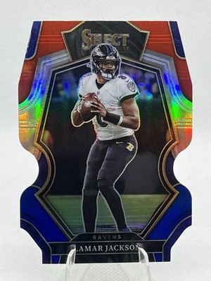 2022 Panini Select - [Base] - Red & Blue Prizm Die-Cut #107 - Lamar Jackson