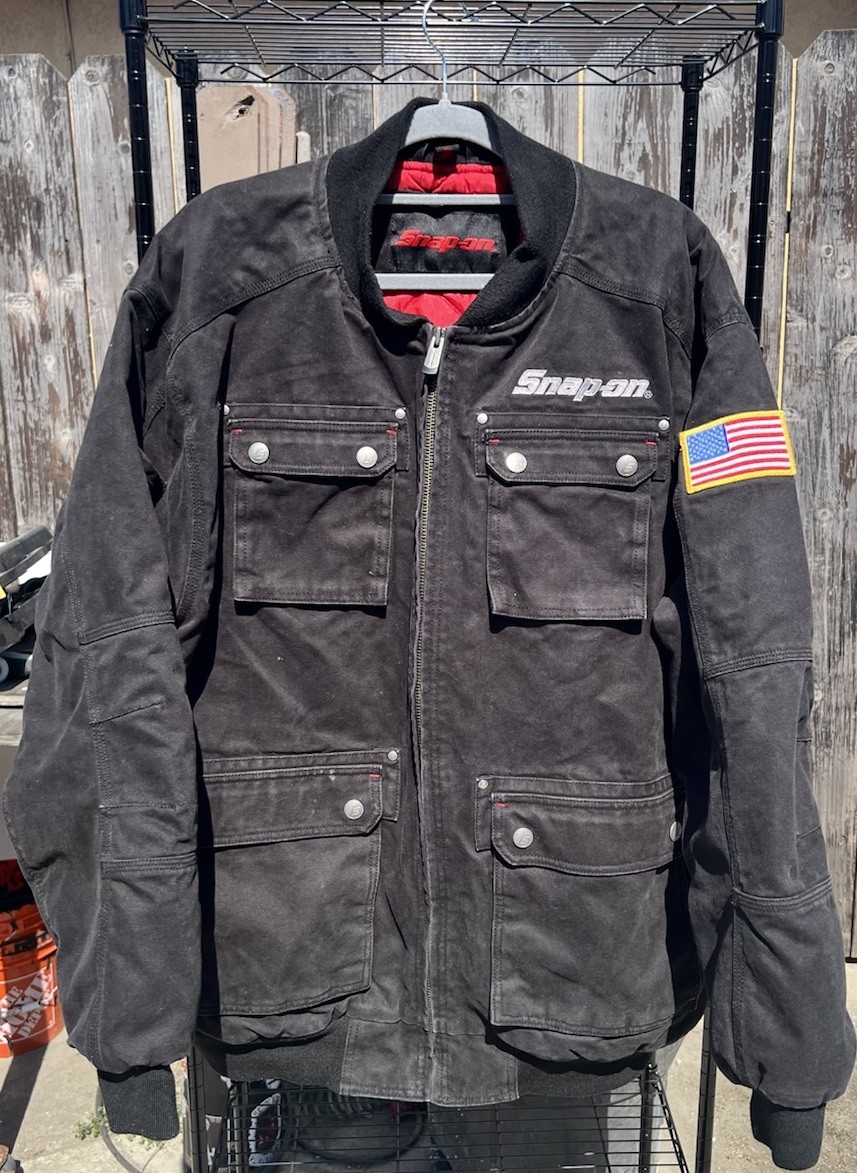 Snap On Tools Silver Logo Hooded Workwear Jacket American Flag