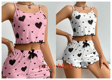 Women's 2-Piece Pajama Set - Soft Casual Tank Top and Shorts, Love Print