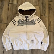 Y2K Skater Streetwear Ecko UNLTD White Zip Up Drawstring Hoodie Men's Large