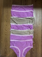 RARE NWOT 7 Warner's Striped Hipster Panties 5771 Size M SILKY THIN MATERIAL 