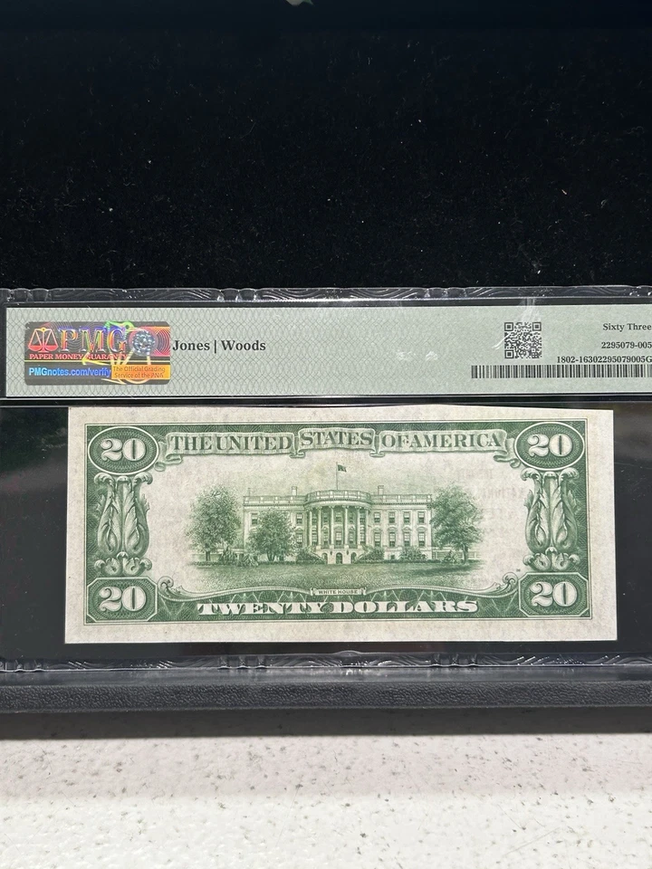 SASA 1929 City National Bank Of Atchison Kansas $20 Pmg Cu 63 Serial Number 420 - Image 2 of 2