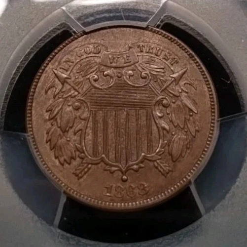 1868 2 Cent Piece PCGS MS63BN - Image 3 of 4