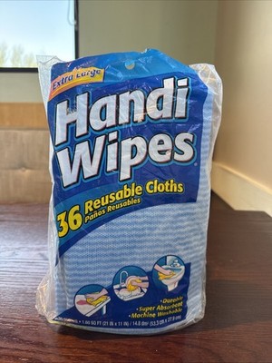 30 pcs Blue Handi Wipes Multi-Use Reusable Cleaning Cloths 21x11 Open Pkg