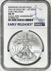 2016 W NGC MS70 BURNISHED AMERICAN SILVER EAGLE LETTERED EDGE 30TH ANNIVERSARY