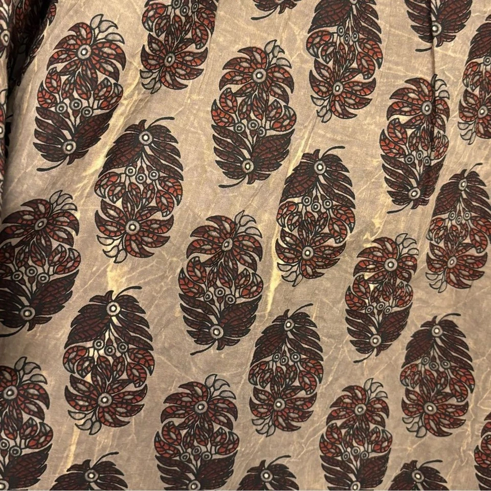 Vestido túnica de algodón estampado gitano jadeado talla única alto-bajo cuello en V Foto 3 de 4