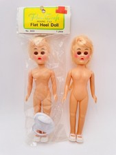 Vintage LOT 2 -Fibre Craft 7.5" Flat Heel Doll Blond Hair MOVING EYES NIP 3000