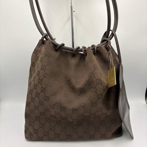Auth Gucci GG Canvas Curtain Bag Handbag Shoulder Bag Tom Ford Era Brown