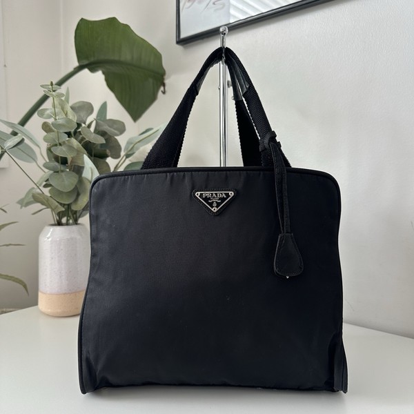 Prada Tessuto Black Nylon Top Handle Bag Designer Luxury