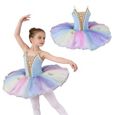 Girls Skirted Lyrical Leotard Latin Ballerina Skating Tutu Dress Figure Ballet