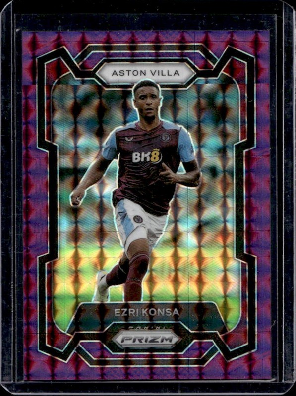2023-24 Panini Prizm Premier League Ezri Konsa Purple Mosaic #/140 Aston Villa