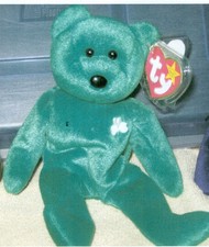 TY -THE BEANIE BABIES COLLECTION - ERIN -GREEN WITH WHITE SHAMROCK - WITH ERRORS