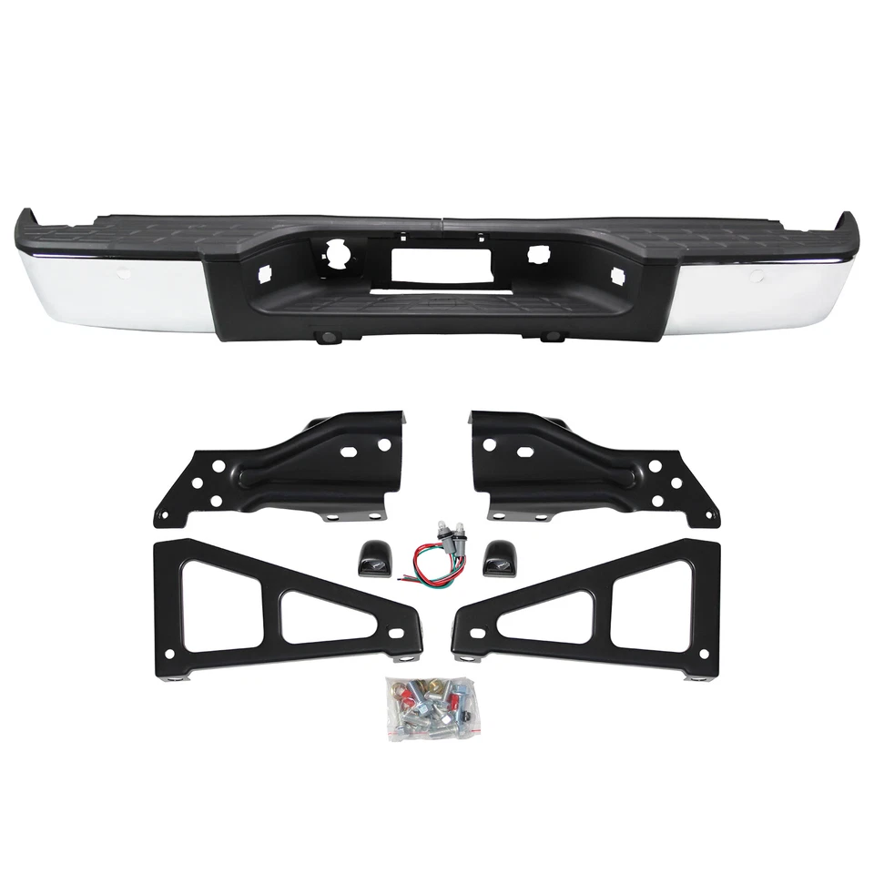 Rear Step Bumper For 07-13 Chevy Silverado GMC Sierra 1500 W/ Sensor Hole,Chrome Foto 2 de 4